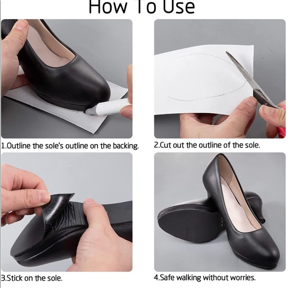 Sole Protectors- Self Adhesive Rubber Shoe Grip Pads Non-Slip Shoe Sole Pad - Picture 5 of 7